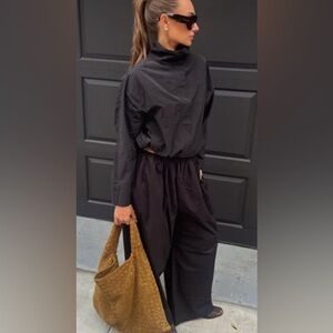 Lioness 2 piece Black High-Neck jacket and wide leg pants